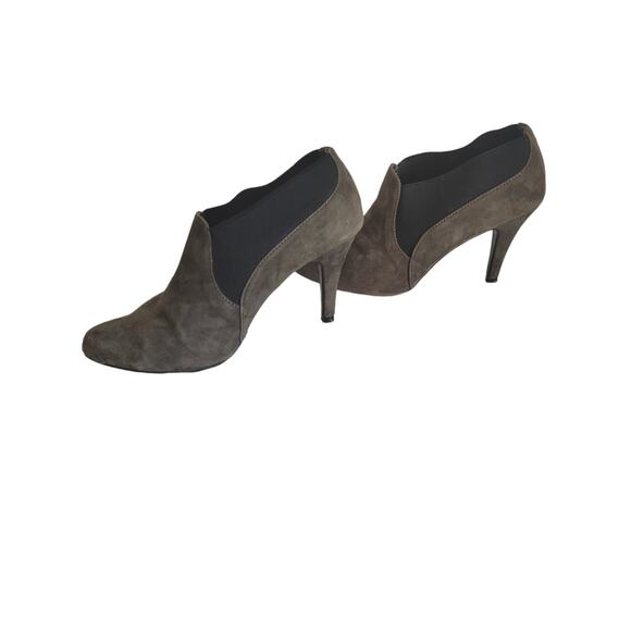 Apt. 9 Women's Olive Grey Suede Leather High Heeled Ankle Bootie Size 8 - Picture 4 of 6